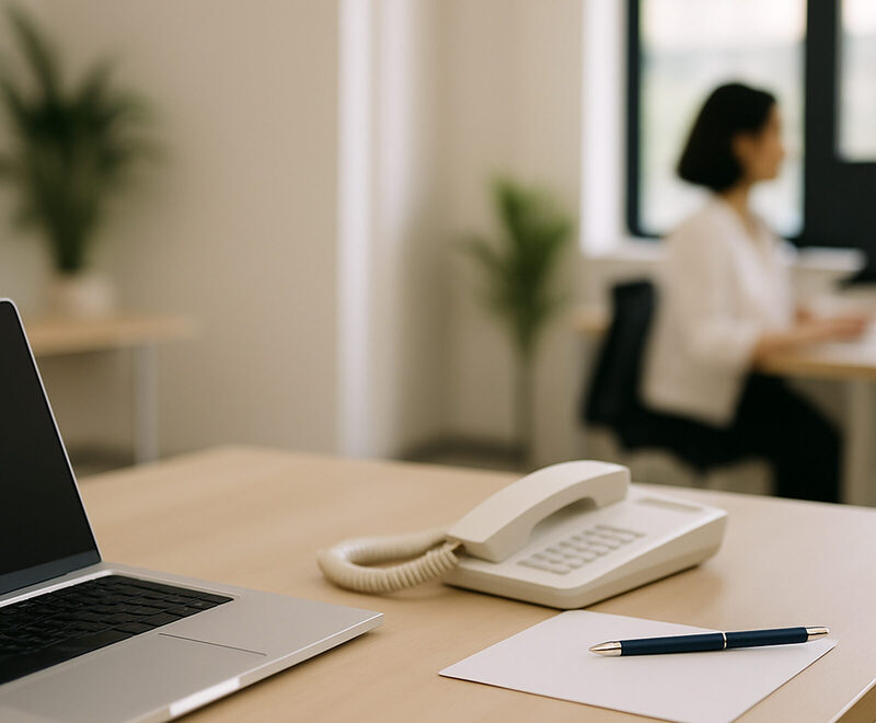 Generate an image for a contactpage in an office enviroment.