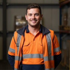 warehouse image person orange